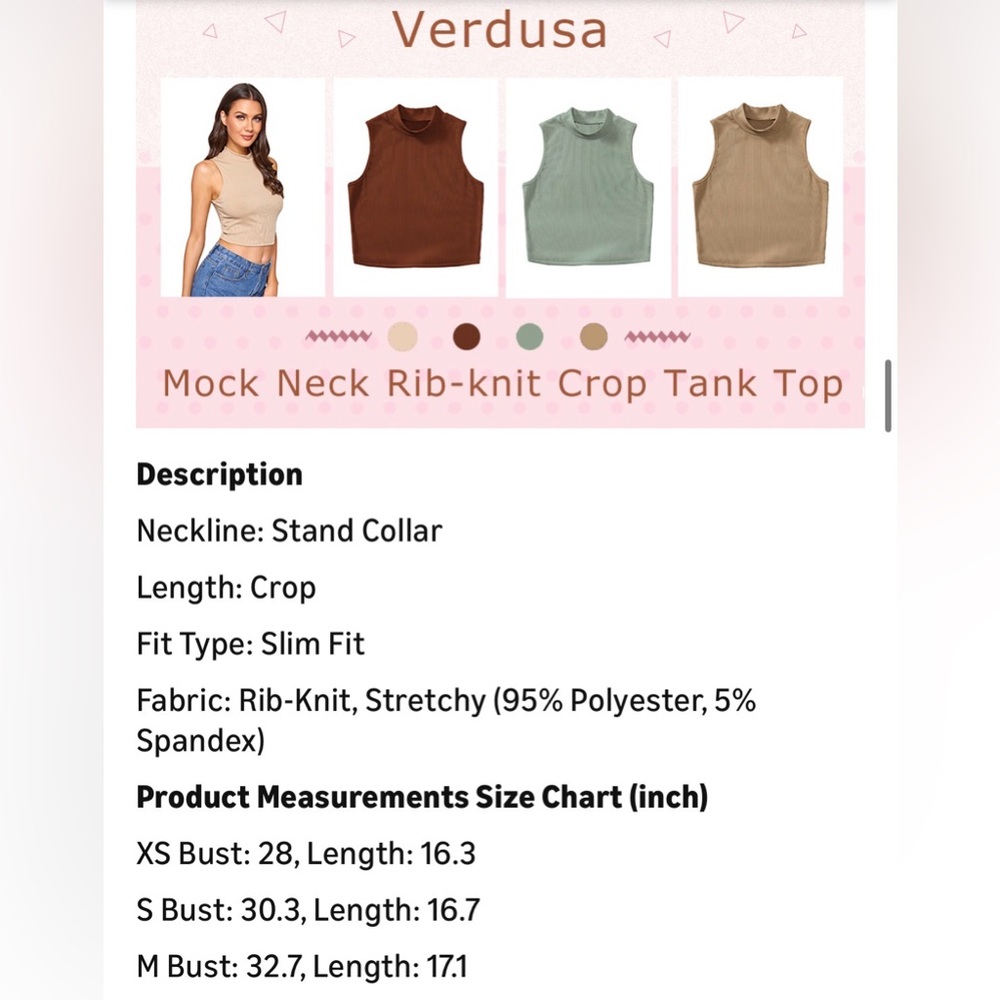 Verdusa Women's Basic Sleeveless Mock Neck Rib Knit Tank Crop Tops
White M - Picture 3 of 8